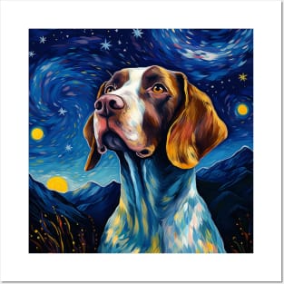 English Pointer painted in Starry Night style Posters and Art